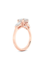 Load image into Gallery viewer, 3CTW Oval Shaped Lab Grown Diamond (F/VS) Three Stone Hidden Halo Ring in 14K Gold
