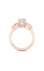Load image into Gallery viewer, 3CTW Oval Shaped Lab Grown Diamond (F/VS) Three Stone Hidden Halo Ring in 14K Gold
