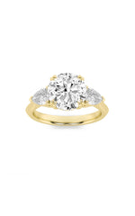Load image into Gallery viewer, 3CTW Round Shaped Lab Grown Diamond (F/VS) Three Stone Hidden Halo Ring in 14K Gold

