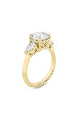 Load image into Gallery viewer, 3CTW Round Shaped Lab Grown Diamond (F/VS) Three Stone Hidden Halo Ring in 14K Gold
