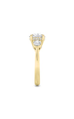 Load image into Gallery viewer, 3CTW Round Shaped Lab Grown Diamond (F/VS) Three Stone Hidden Halo Ring in 14K Gold
