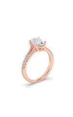 Load image into Gallery viewer, 2CTW Oval Shaped Lab Grown Diamond (F/VS) Split Shank Trellis Engagement Ring in 14K Gold
