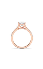 Load image into Gallery viewer, 2CTW Oval Shaped Lab Grown Diamond (F/VS) Split Shank Trellis Engagement Ring in 14K Gold
