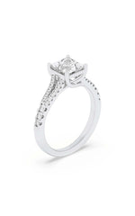 Load image into Gallery viewer, 2CTW Princess Shaped Lab Grown Diamond (F/VS) Split Shank Trellis Engagement Ring in 14K Gold

