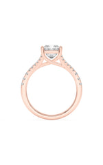 Load image into Gallery viewer, 2CTW Princess Shaped Lab Grown Diamond (F/VS) Split Shank Trellis Engagement Ring in 14K Gold
