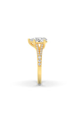 Load image into Gallery viewer, 2CTW Pear Shaped Lab Grown Diamond (F/VS) Split Shank Trellis Engagement Ring in 14K Gold
