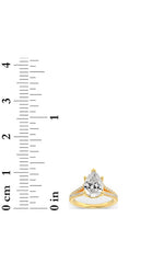 Load image into Gallery viewer, 2CTW Pear Shaped Lab Grown Diamond (F/VS) Split Shank Trellis Engagement Ring in 14K Gold
