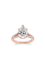 Load image into Gallery viewer, 2CTW Pear Shaped Lab Grown Diamond (F/VS) Split Shank Trellis Engagement Ring in 14K Gold
