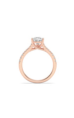 Load image into Gallery viewer, 2CTW Pear Shaped Lab Grown Diamond (F/VS) Split Shank Trellis Engagement Ring in 14K Gold
