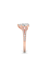 Load image into Gallery viewer, 2CTW Pear Shaped Lab Grown Diamond (F/VS) Split Shank Trellis Engagement Ring in 14K Gold
