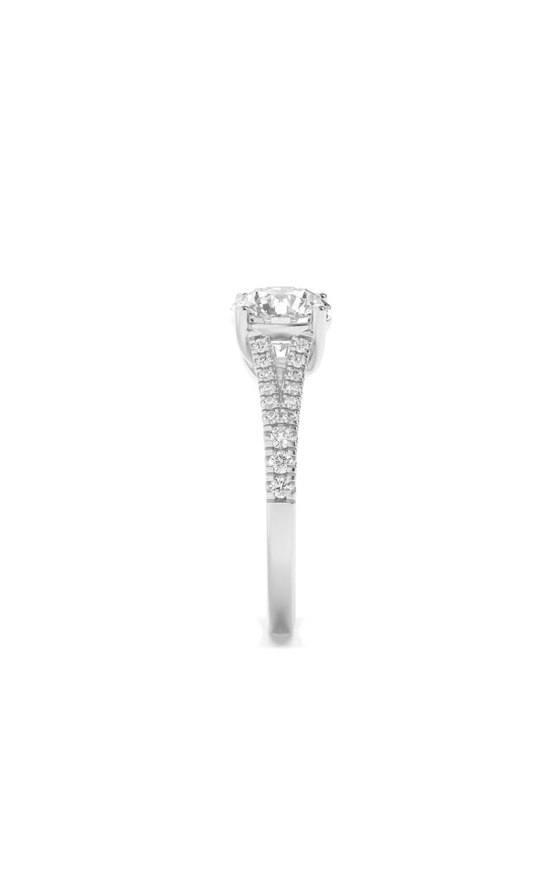 2CTW Round Shaped Lab Grown Diamond (F/VS) Split Shank Trellis Engagement Ring in 14K Gold