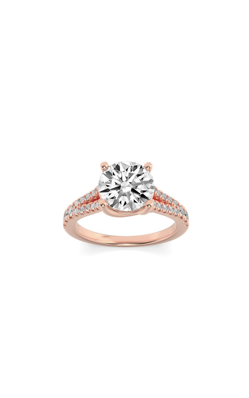2CTW Round Shaped Lab Grown Diamond (F/VS) Split Shank Trellis Engagement Ring in 14K Gold