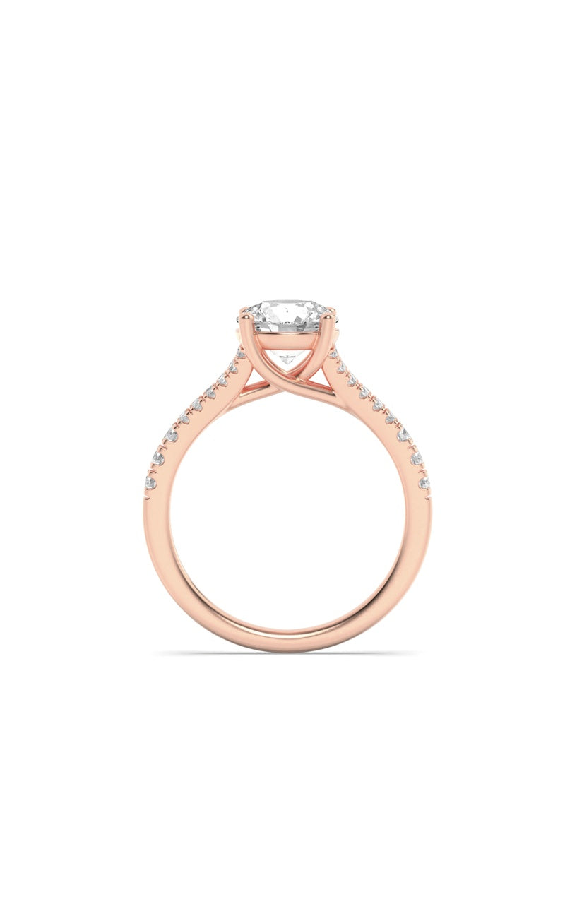 2CTW Round Shaped Lab Grown Diamond (F/VS) Split Shank Trellis Engagement Ring in 14K Gold