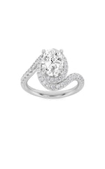 Load image into Gallery viewer, 2CTW Oval Shaped Lab Grown Diamond (F/VS) Swirl Accented Engagement Ring in 14K Gold
