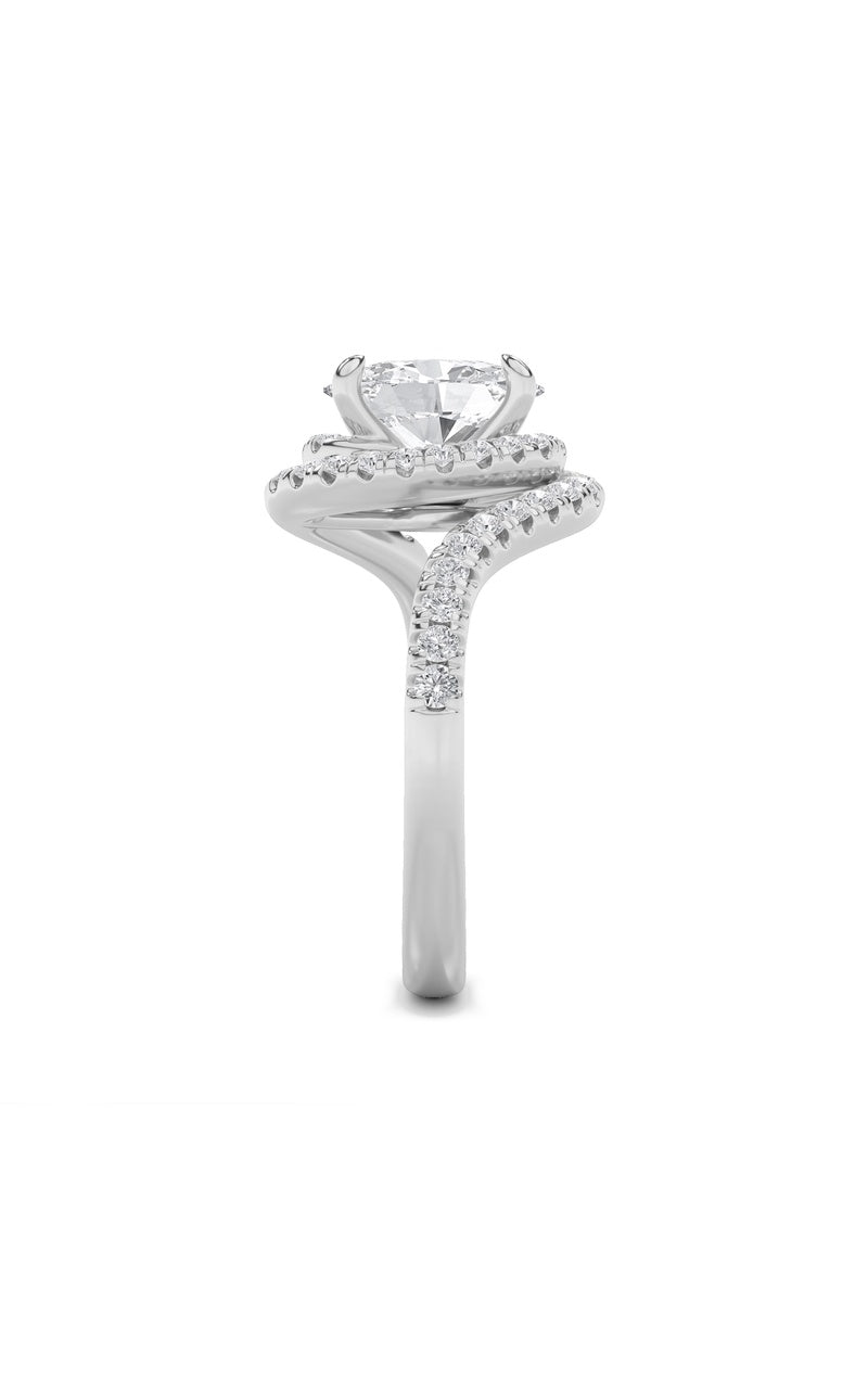 2CTW Oval Shaped Lab Grown Diamond (F/VS) Swirl Accented Engagement Ring in 14K Gold
