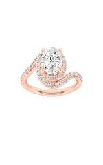 Load image into Gallery viewer, 2CTW Oval Shaped Lab Grown Diamond (F/VS) Swirl Accented Engagement Ring in 14K Gold
