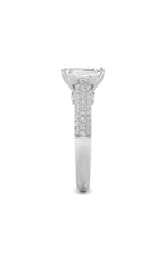 Load image into Gallery viewer, 2.5CTW Emerald Shaped Lab Grown Diamond (F/VS) Hidden Halo Accented Engagement Ring in 14K Gold
