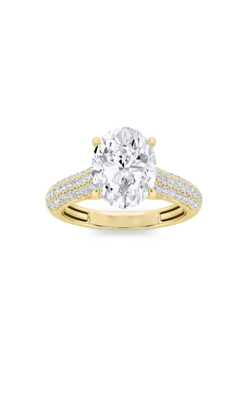 1.5CTW Oval Shaped Lab Grown Diamond (F/VS) Hidden Halo Accented Engagement Ring in 14K Gold