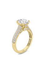 Load image into Gallery viewer, 1.5CTW Oval Shaped Lab Grown Diamond (F/VS) Hidden Halo Accented Engagement Ring in 14K Gold
