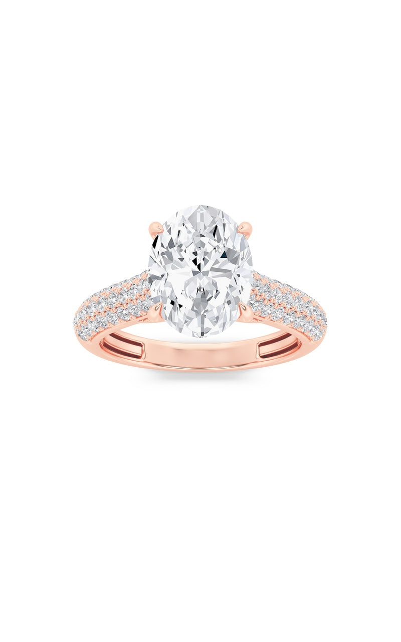 1.5CTW Oval Shaped Lab Grown Diamond (F/VS) Hidden Halo Accented Engagement Ring in 14K Gold