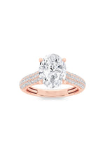 Load image into Gallery viewer, 1.5CTW Oval Shaped Lab Grown Diamond (F/VS) Hidden Halo Accented Engagement Ring in 14K Gold
