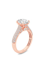 Load image into Gallery viewer, 1.5CTW Oval Shaped Lab Grown Diamond (F/VS) Hidden Halo Accented Engagement Ring in 14K Gold
