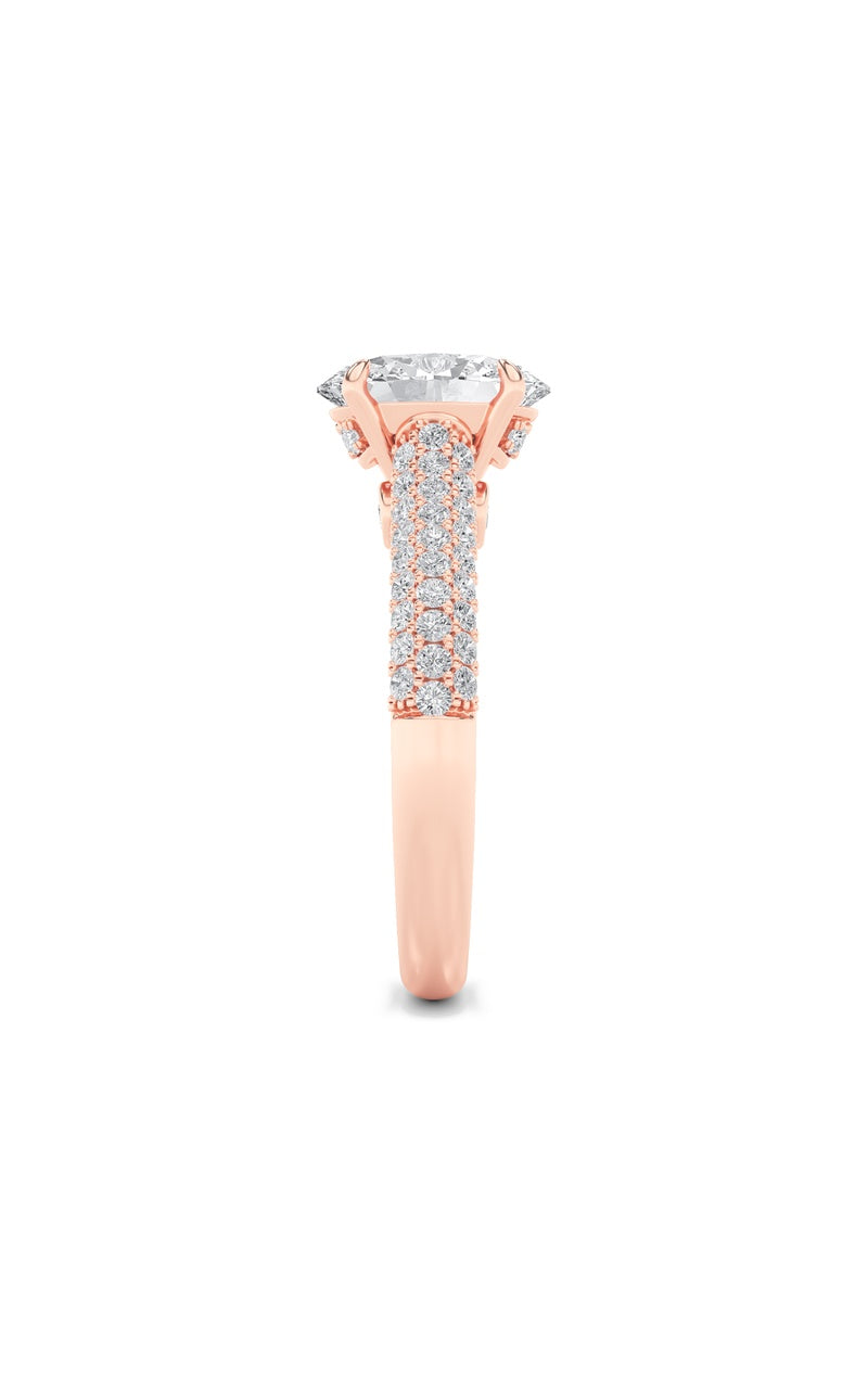 1.5CTW Oval Shaped Lab Grown Diamond (F/VS) Hidden Halo Accented Engagement Ring in 14K Gold