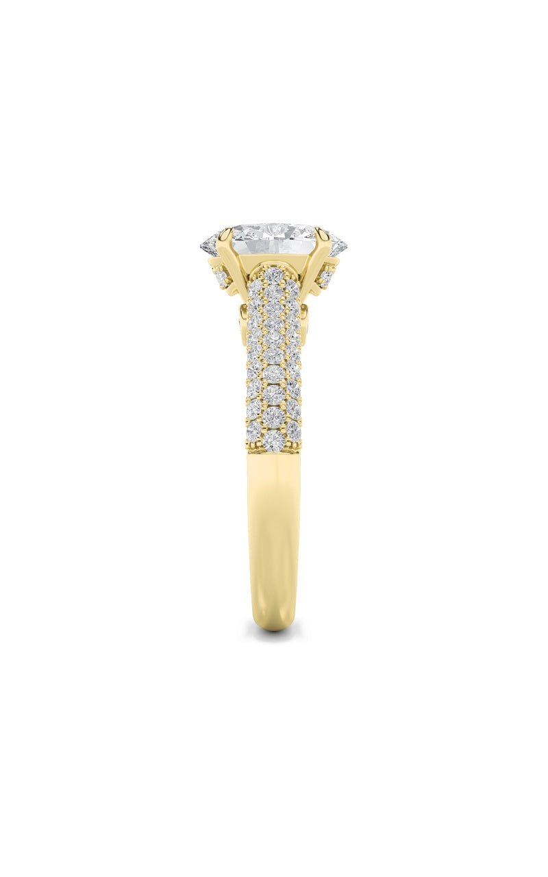 2.5CTW Oval Shaped Lab Grown Diamond (F/VS) Hidden Halo Accented Engagement Ring in 14K Gold
