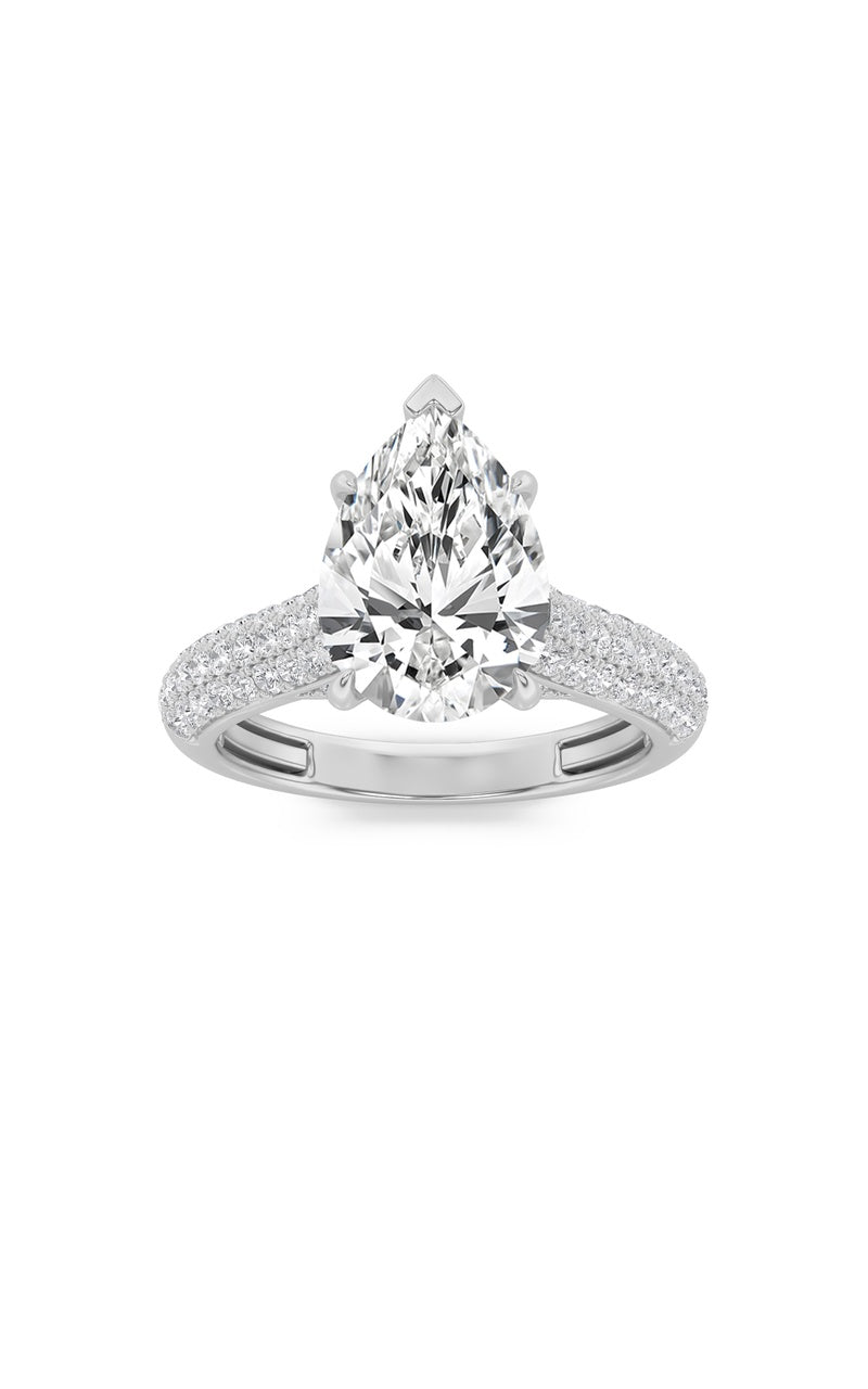 2.5CTW Pear Shaped Lab Grown Diamond (F/VS) Hidden Halo Accented Engagement Ring in 14K Gold