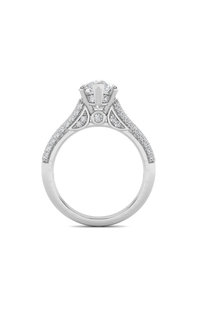2.5CTW Pear Shaped Lab Grown Diamond (F/VS) Hidden Halo Accented Engagement Ring in 14K Gold