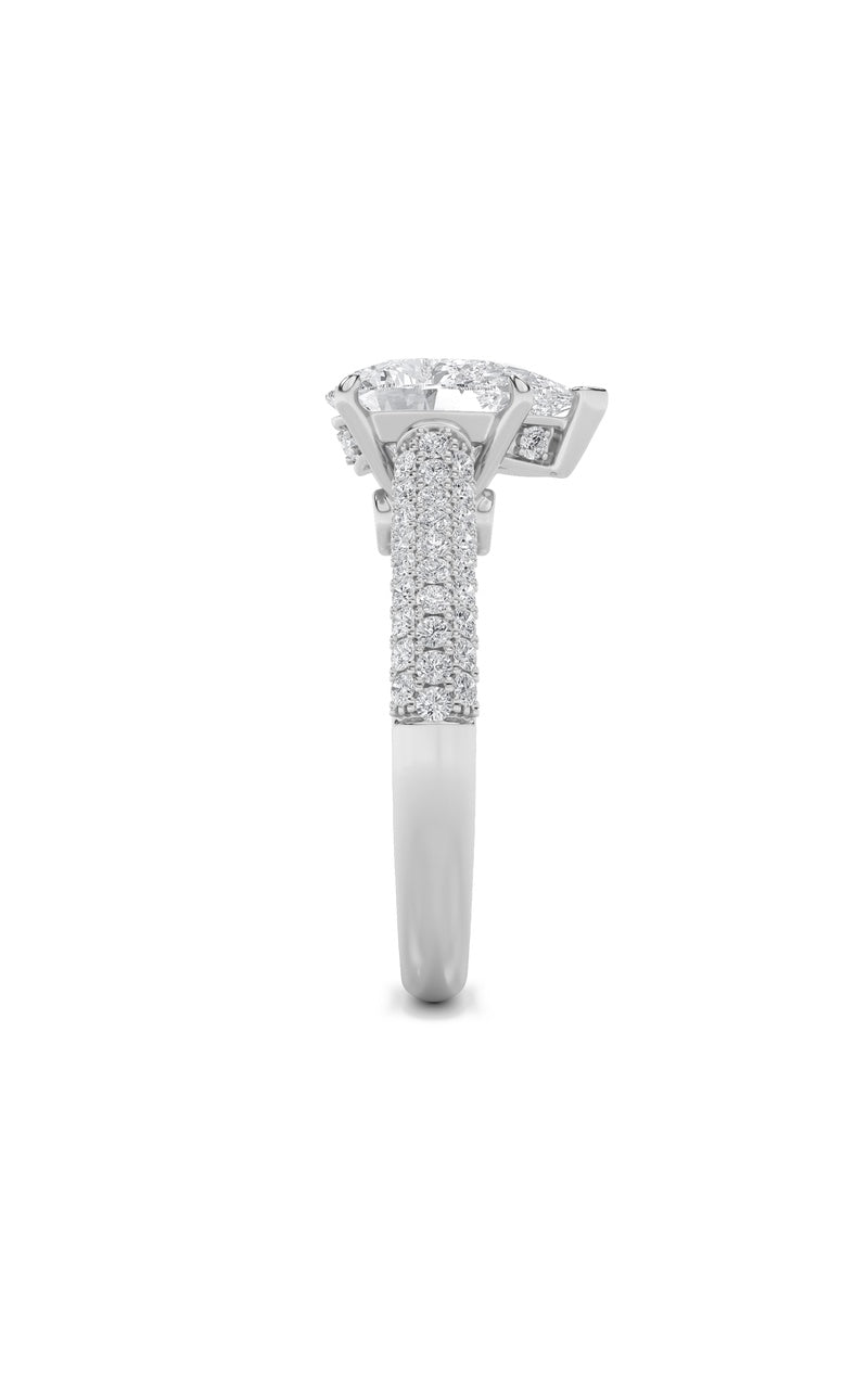 2.5CTW Pear Shaped Lab Grown Diamond (F/VS) Hidden Halo Accented Engagement Ring in 14K Gold