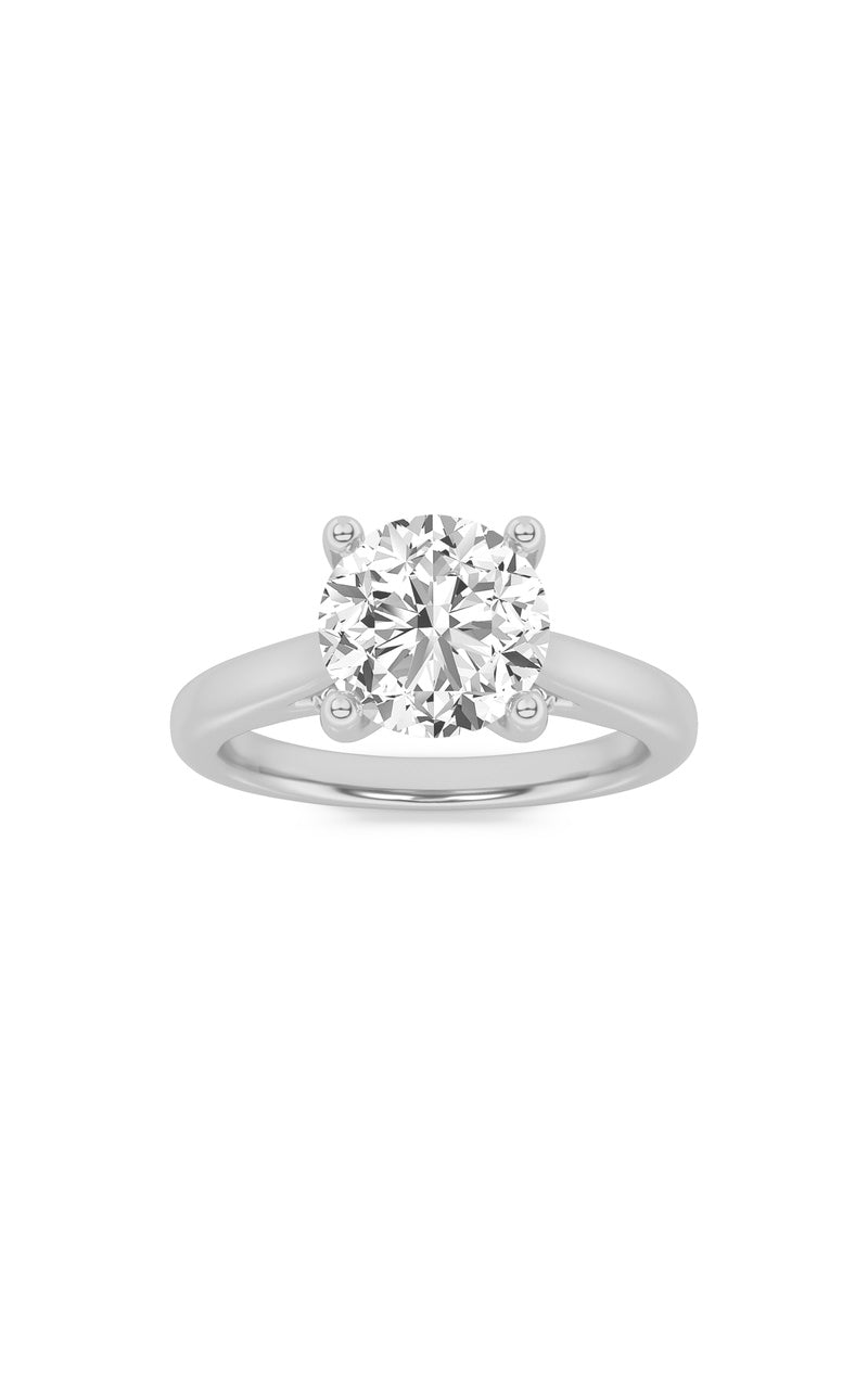 1CTW Round Shaped Lab Grown Diamond (F/VS) Accented Enagement Ring in 14K Gold