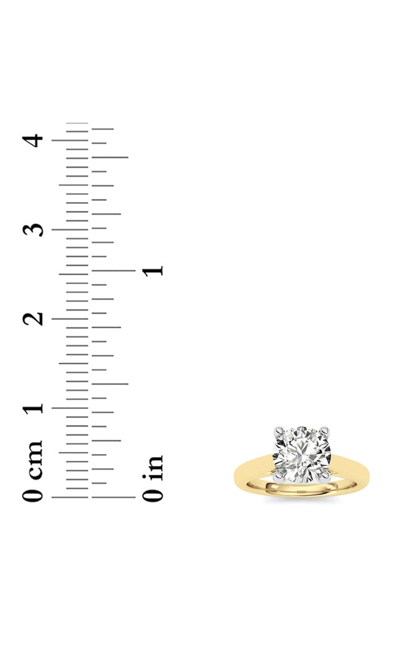 2CTW Round Shaped Lab Grown Diamond (G/VS) Accented Enagement Ring in 14K Gold