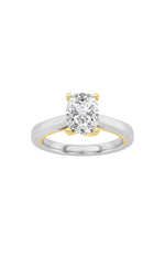 Load image into Gallery viewer, 1CTW Elongated Cushion Shaped Lab Grown Diamond (F/VS) Two Tone Twisted Basket Cathedral Shank Solitaire Ring in 14K Gold
