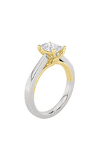 Load image into Gallery viewer, 1CTW Elongated Cushion Shaped Lab Grown Diamond (F/VS) Two Tone Twisted Basket Cathedral Shank Solitaire Ring in 14K Gold
