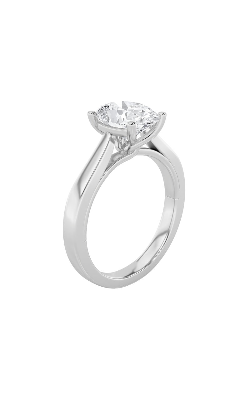 3CTW Oval Shaped Lab Grown Diamond (G/VS) Twisted Basket Cathedral Shank Solitaire Ring in 14K Gold