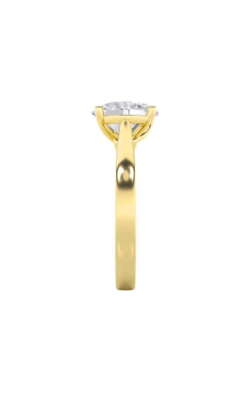 3CTW Oval Shaped Lab Grown Diamond (G/VS) Twisted Basket Cathedral Shank Solitaire Ring in 14K Gold