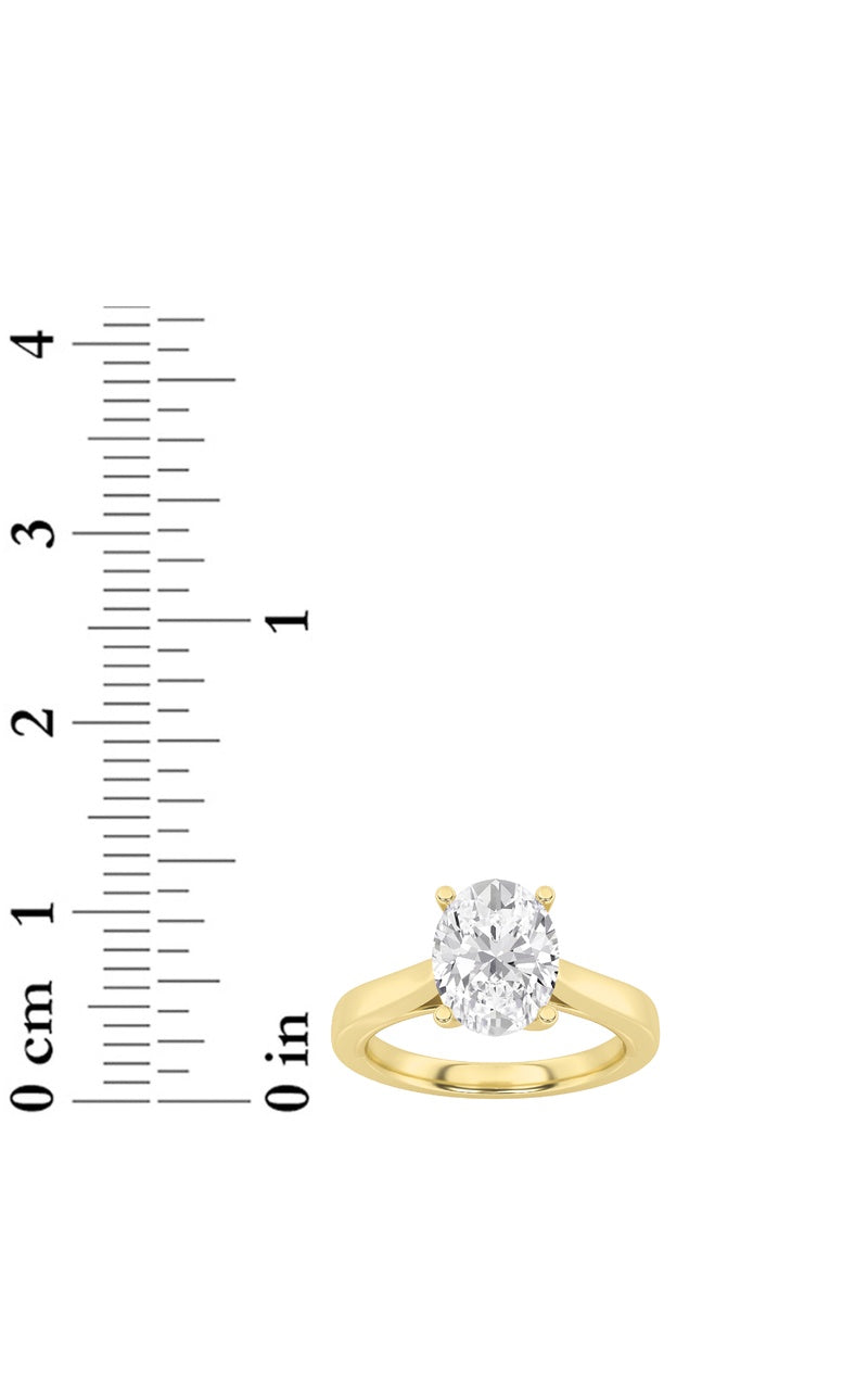 3CTW Oval Shaped Lab Grown Diamond (G/VS) Twisted Basket Cathedral Shank Solitaire Ring in 14K Gold