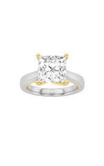 Load image into Gallery viewer, 1CTW Princess Shaped Lab Grown Diamond (F/VS) Two Tone Twisted Basket Cathedral Shank Solitaire Ring in 14K Gold
