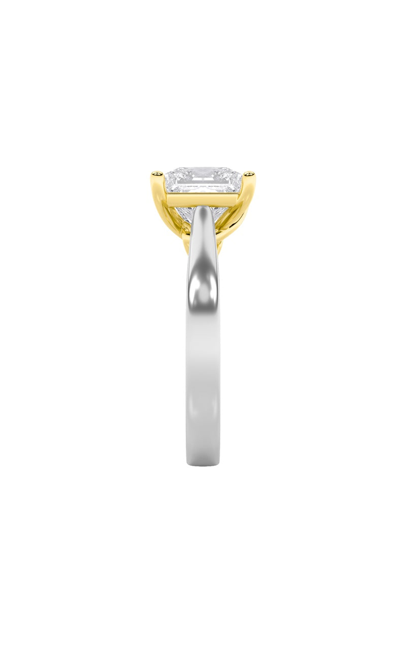 2CTW Princess Shaped Lab Grown Diamond (F/VS) Two Tone Twisted Basket Cathedral Shank Solitaire Ring in 14K Gold