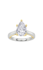 Load image into Gallery viewer, 1CTW Pear Shaped Lab Grown Diamond (F/VS) Two Tone Twisted Basket Cathedral Shank Solitaire Ring in 14K Gold
