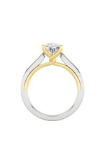 Load image into Gallery viewer, 1Cttw Pear Shaped Lab Grown Diamond (F/VS) Two Tone Twisted Basket Cathedral Shank Solitaire Ring in 14K Gold
