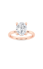 Load image into Gallery viewer, 2CTW Oval Shaped Lab Grown Diamond (F/VS) Hidden Halo Petite Shank Ring in 14K Gold
