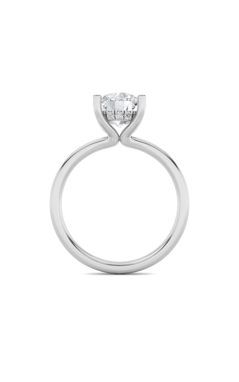 2CTW Round Shaped Lab Grown Diamond (F/VS) Hidden Halo Petite Shank Ring in 14K Gold