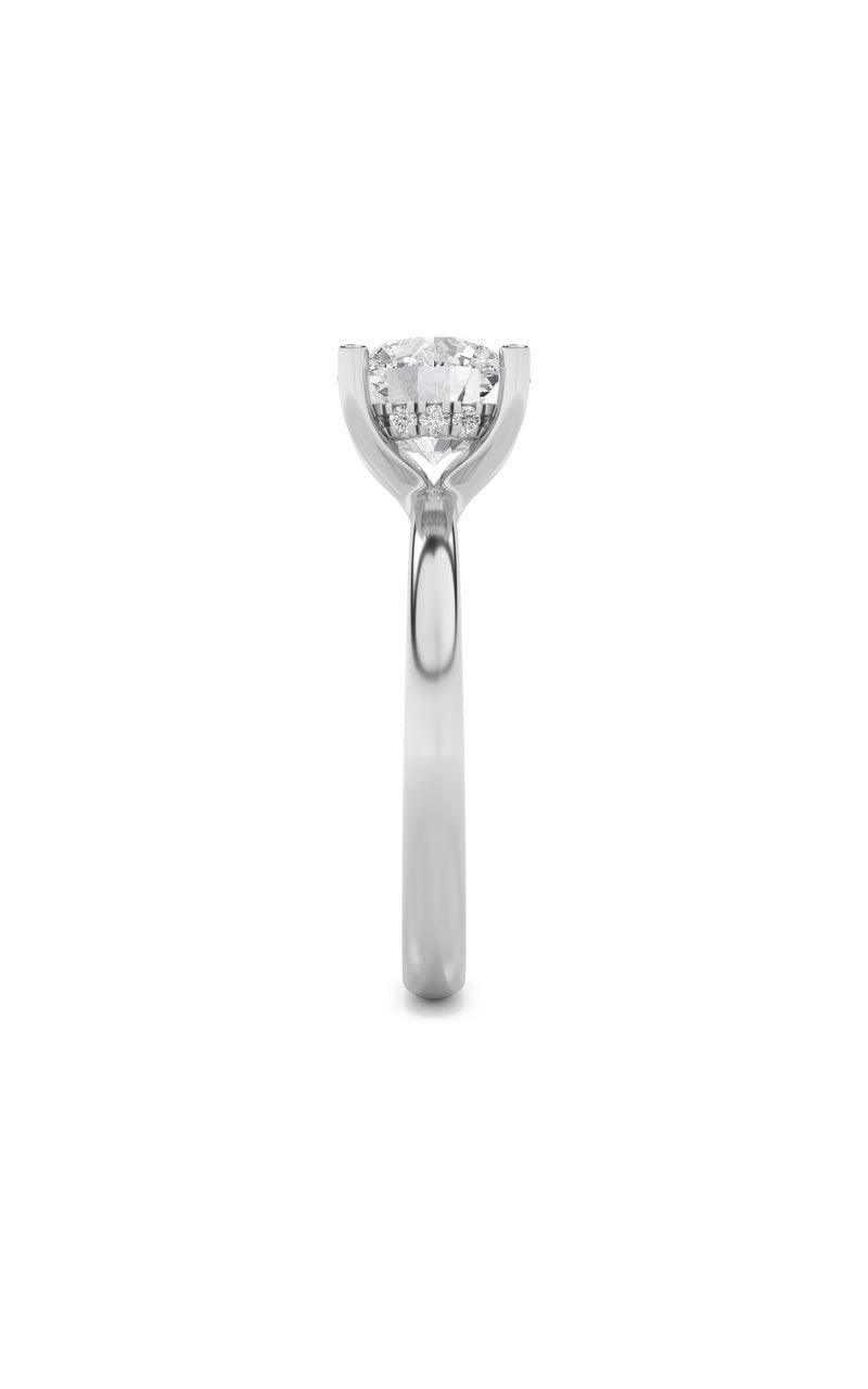 2CTW Round Shaped Lab Grown Diamond (F/VS) Hidden Halo Petite Shank Ring in 14K Gold