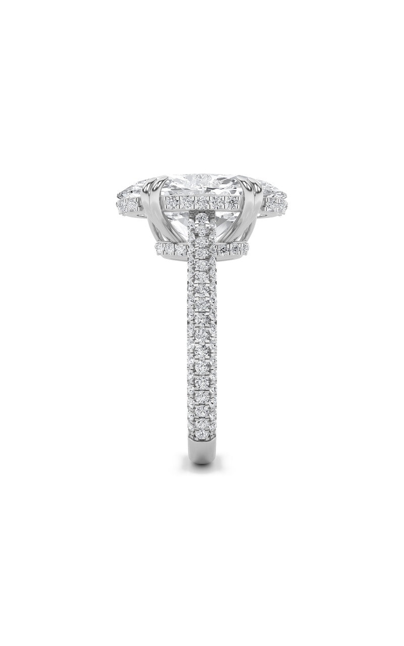 7CTW Oval Shaped Lab Grown Diamond (F/VS) Bold Statement Accented Ring in 14K Gold