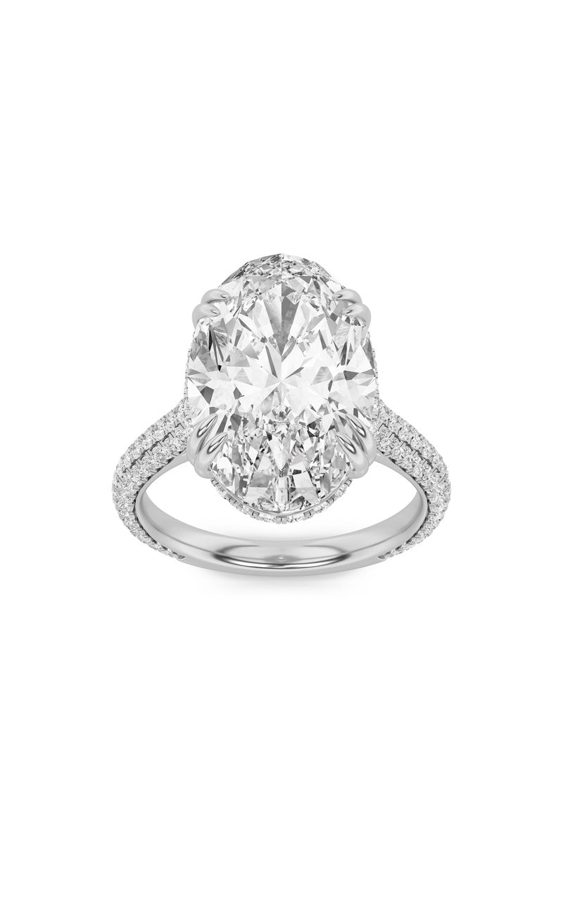 7CTW Oval Shaped Lab Grown Diamond (F/VS) Bold Statement Accented Ring in 14K Gold