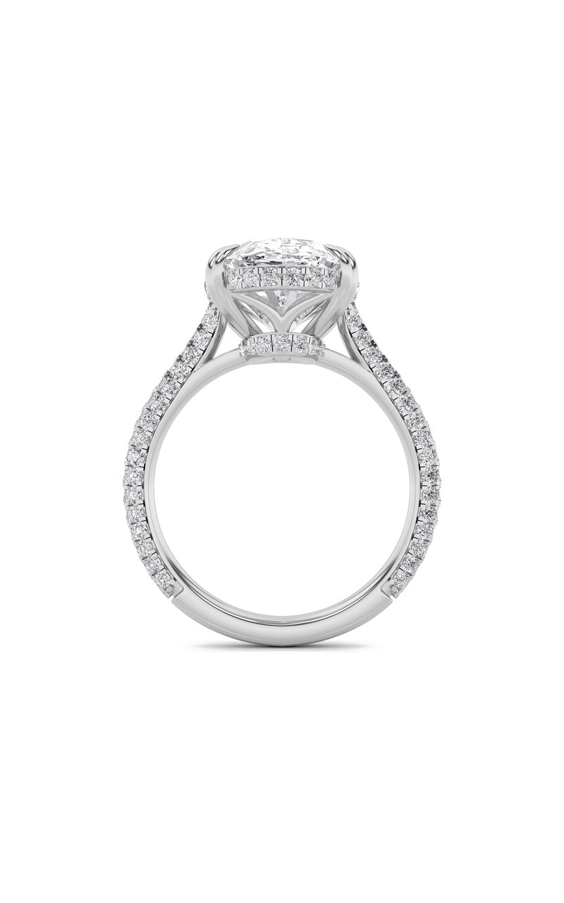 7CTW Oval Shaped Lab Grown Diamond (F/VS) Bold Statement Accented Ring in 14K Gold