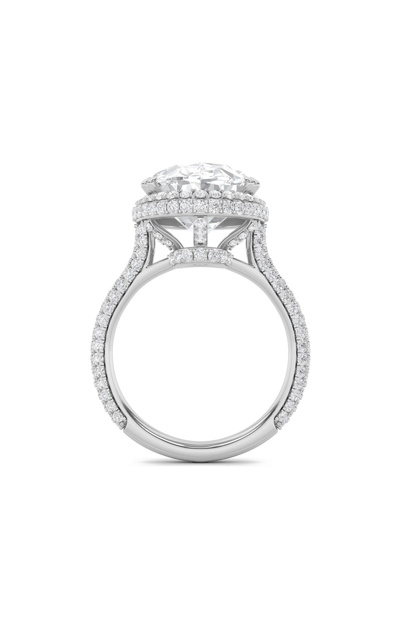 7.5CTW Oval Shaped Lab Grown Diamond (F/VS) Bold Statement Accented Ring in 14K Gold