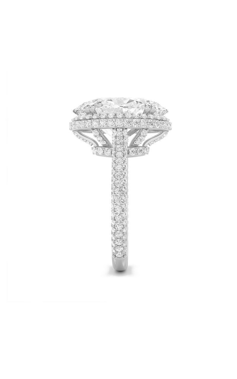 7.5CTW Oval Shaped Lab Grown Diamond (F/VS) Bold Statement Accented Ring in 14K Gold